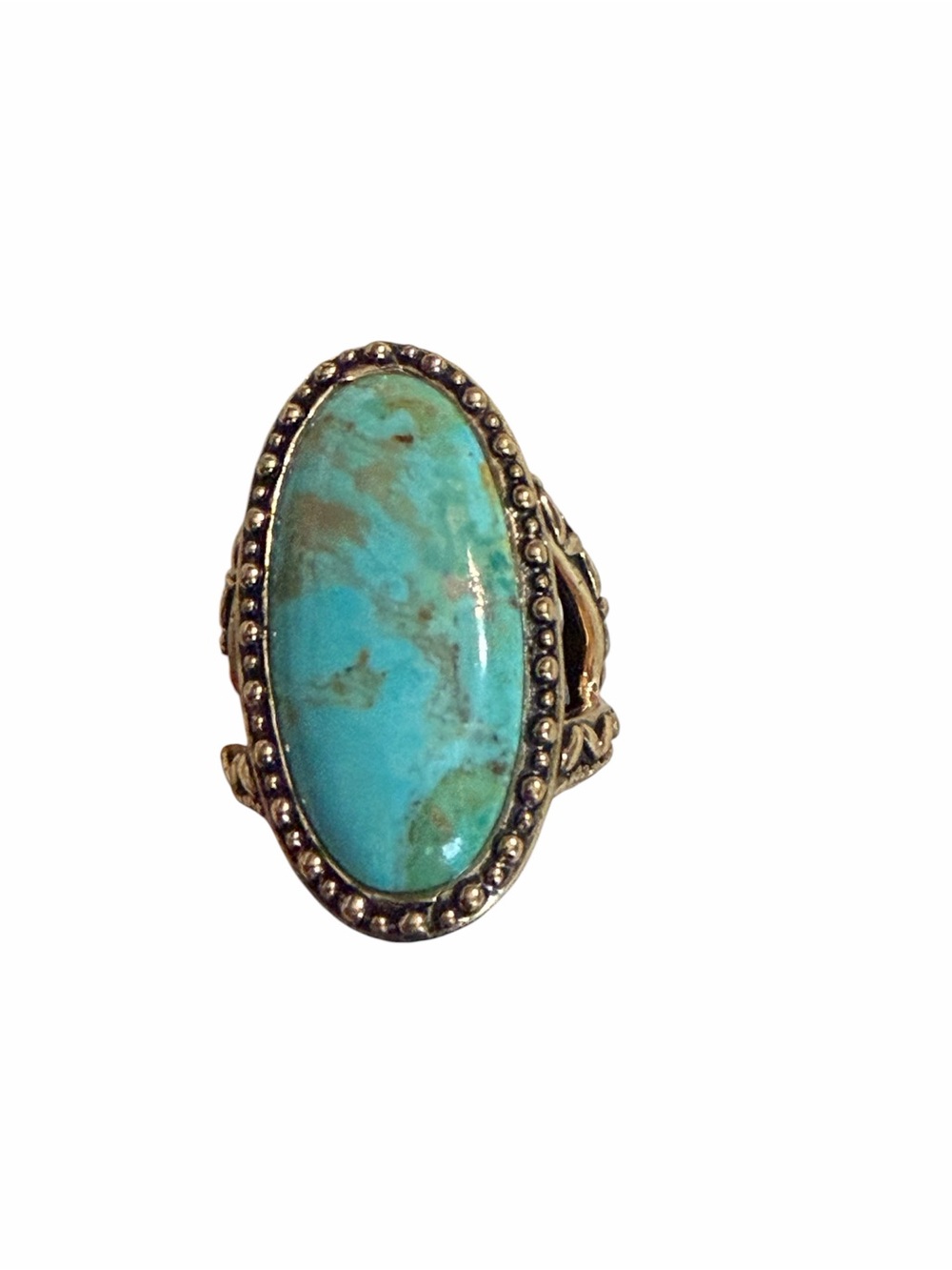 Studio Barse Turquoise Oval Ring with Antique Gold Setting